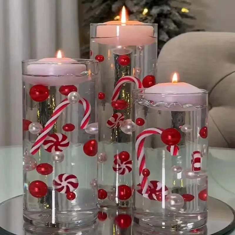 DIY Weihnachts vase Füller Perlen Set weiß rot Zuckers tange Perle Perle Acryl Weihnachts vase Füller Weihnachten schwimmende Perlen Füller Set