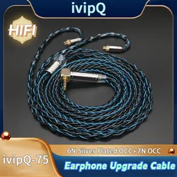 ivipQ-75  Litz Coaxial HiFi Earbud Cable 6N Silver Plated OCC+7N OCC UE Upgrade Wire 3.5/2.5/4.4mm MMCX/QDC/0.78mm/2Pin For MK3