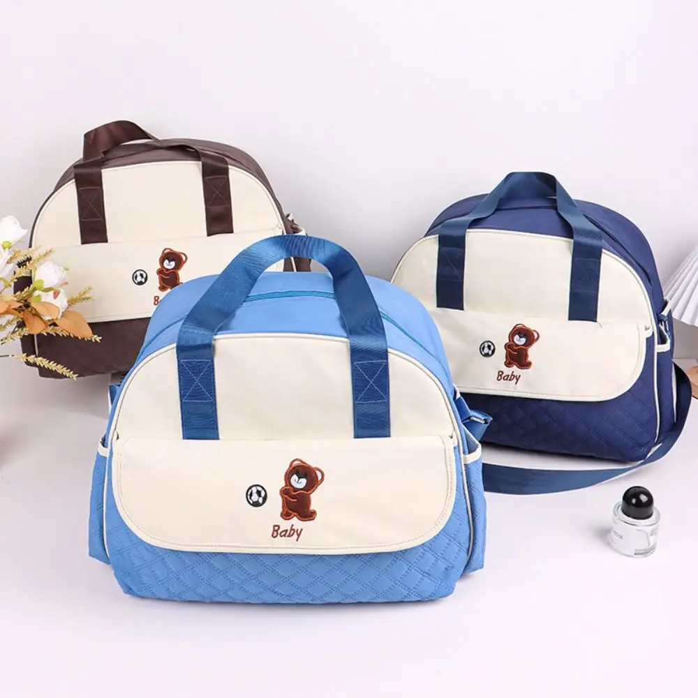 

Creative Cartoon Mommy Bag Bear Pattern Large Capacity Mommy Crossbody Bag Practical Lightweight Portable Diaper Bag