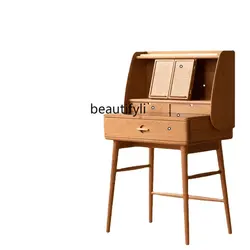 zq Dresser Bedroom Small Apartment Solid Wood Dresser Nordic Small Makeup Table Light Luxury Glass Storage