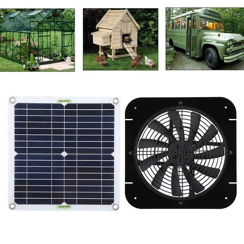 

ABMR-100W Solar Panel Fan Outdoor Portable Ventilator Exhaust Fan Waterproof For Chicken Coops