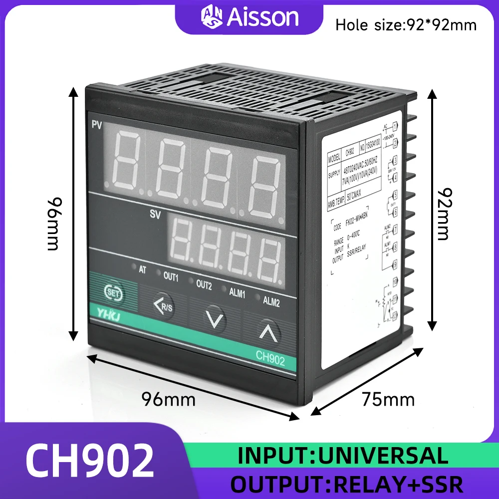 Dual Relay Output PID Temperature Controller Digital Display Thermostat CH102 CH402 CH702 CH902 AC110V-240V 0-400℃