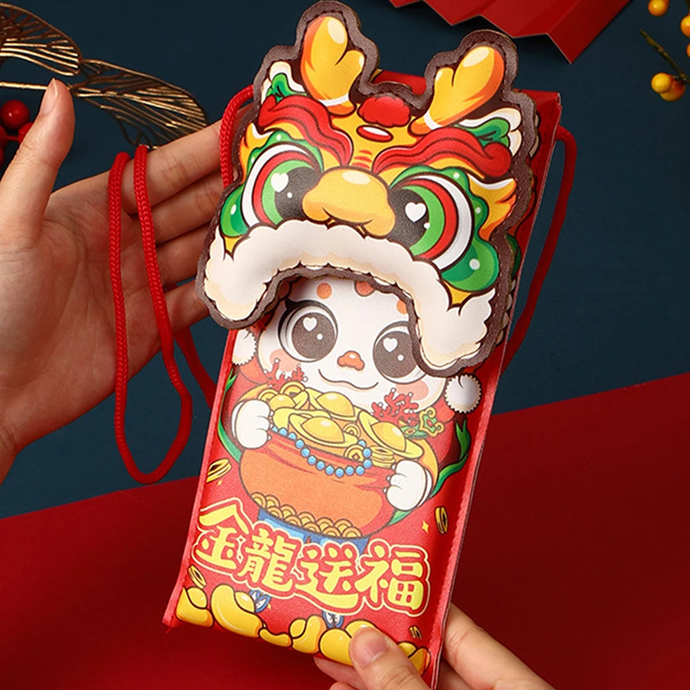 

Auspicious Lion-Dance Red Envelopes Fashonable Spring Festival Money Packets For Elders Kids