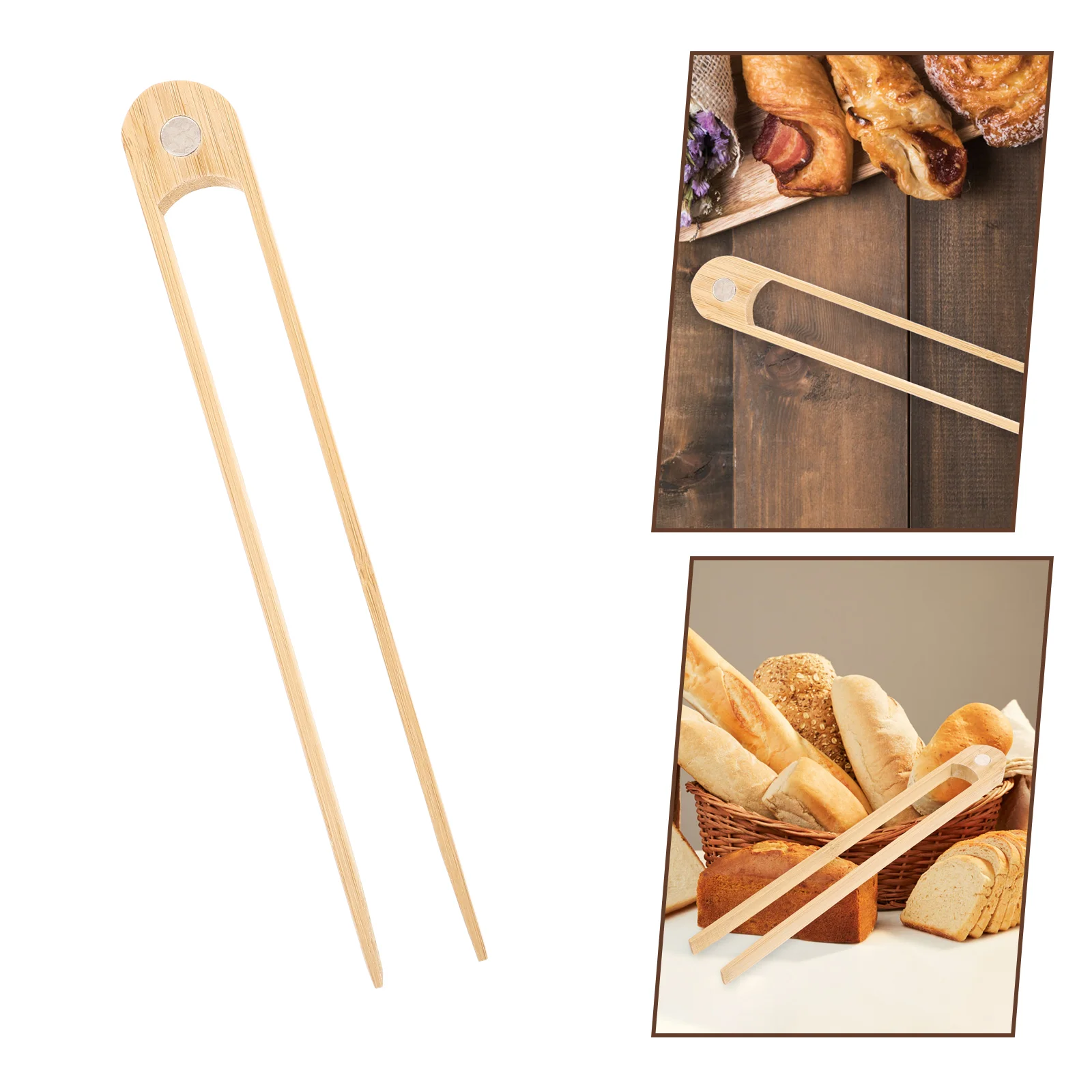 Bamboo Bread Tongs Bbq Buffet Food Serving Barbecue Grill Ice Cube Tweezers Grilling Magnetic Attraction