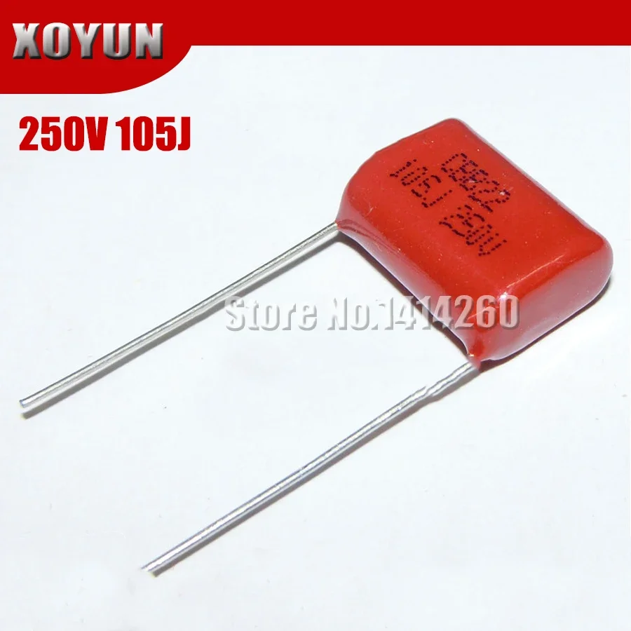 

10 шт. 250V105J шаг 15 мм 250 В 105 1 мкФ CBB полипропиленовый пленочный конденсатор