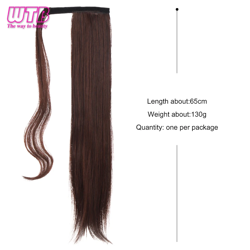 WTB-Extensión de cabello sintético para mujer, coleta larga y recta, resistente al calor, con Clip