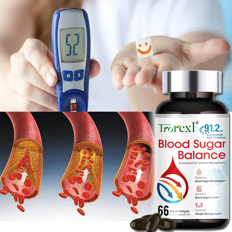 Blood Sugar Support for Maintain Glucose Metabolism, Blood Sugar Normal Levels, Chromium Capsules