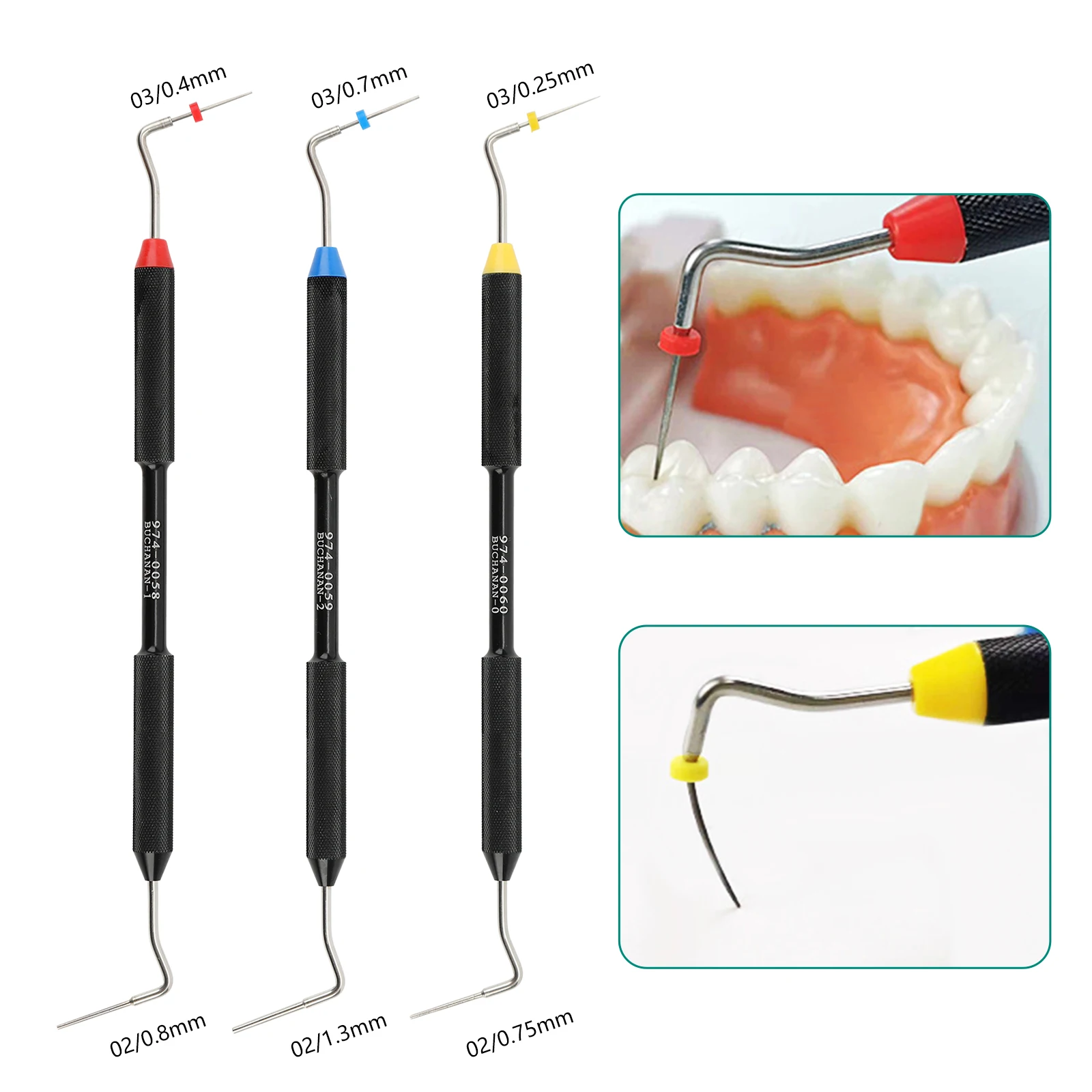 3Size Dental Endo Buchanan Hand Plugger NiTi/Stainless Stee Tip Fill Obturation Guta Percha 0/1/2 Teeth Root Canal Filling Tools