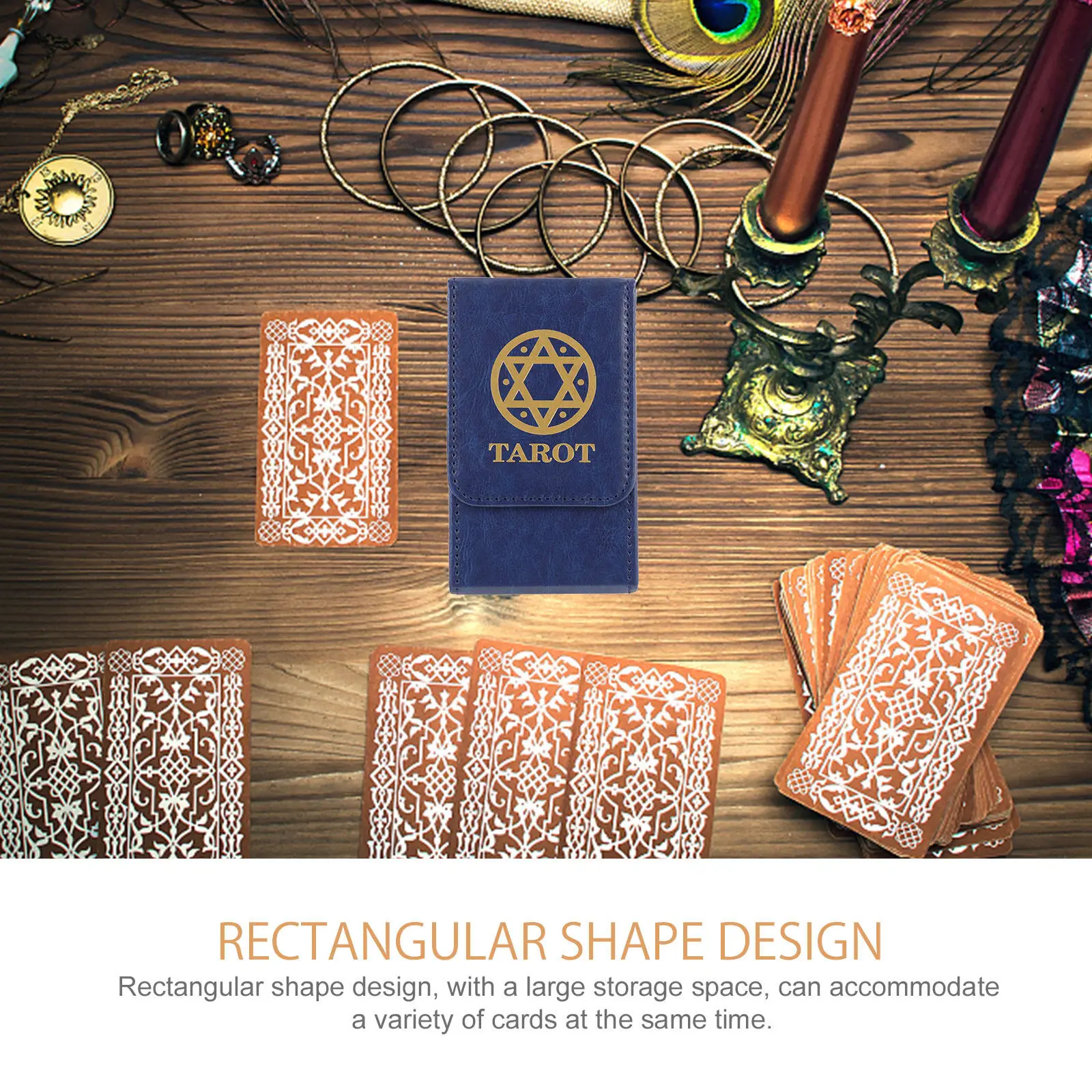 

Коробка для хранения карт с шестиконечной звездой, премиум-класса, из ПУ, для карт Таро, прямоугольная, влагостойкая, органайзер для игровых карт