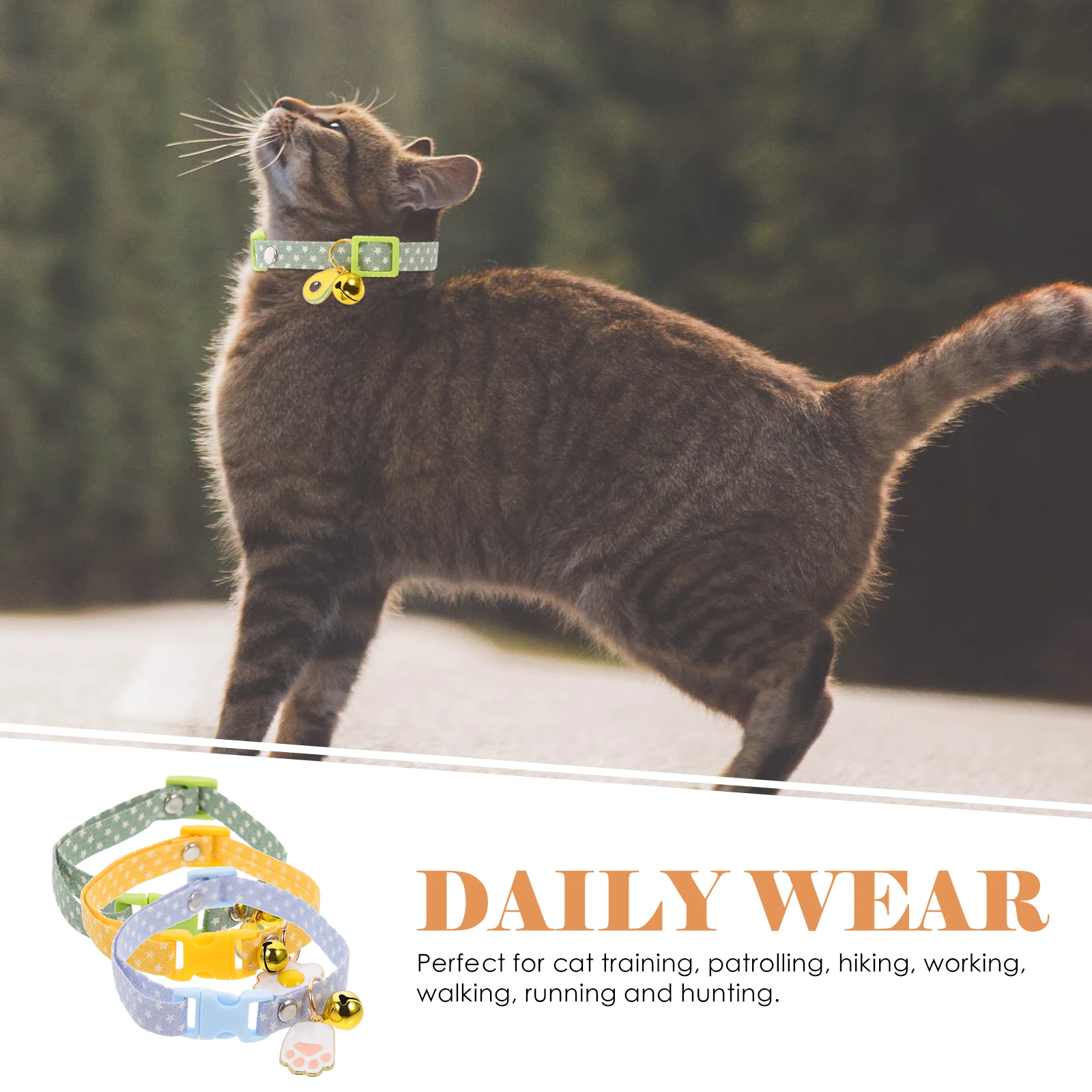 

3pcs Adorable Cat Collar Kitten Collars Adjustable Lightweight Pet Neck Ornament For Training Hiking Holiday Decorative