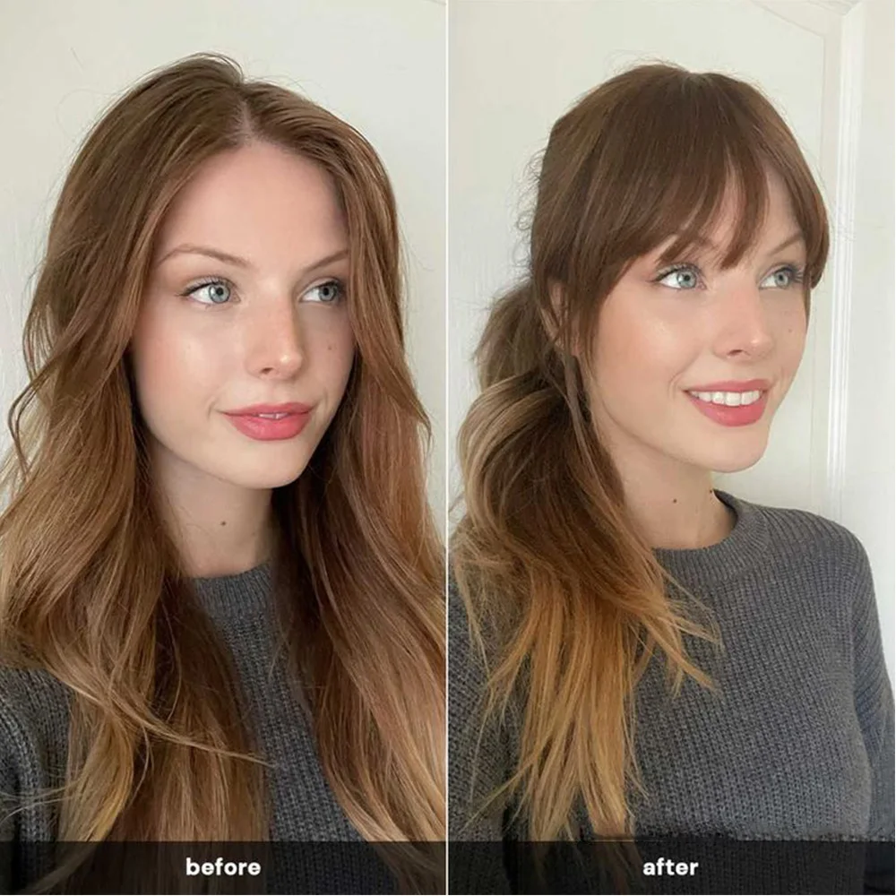 5cmx9cm Natural Brown Human Hair Toppers With Bangs For Women Clip in Hair Toppers for Thinning Hair Black Balayge Brown Blonde Hairpieces to Add Volume