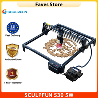 SCULPFUN S30 5W Laser Engraver Cutter, Automatic Air-assist, Replaceable Lens, 32-bit Motherboard, Engraving Machine,410x400mm