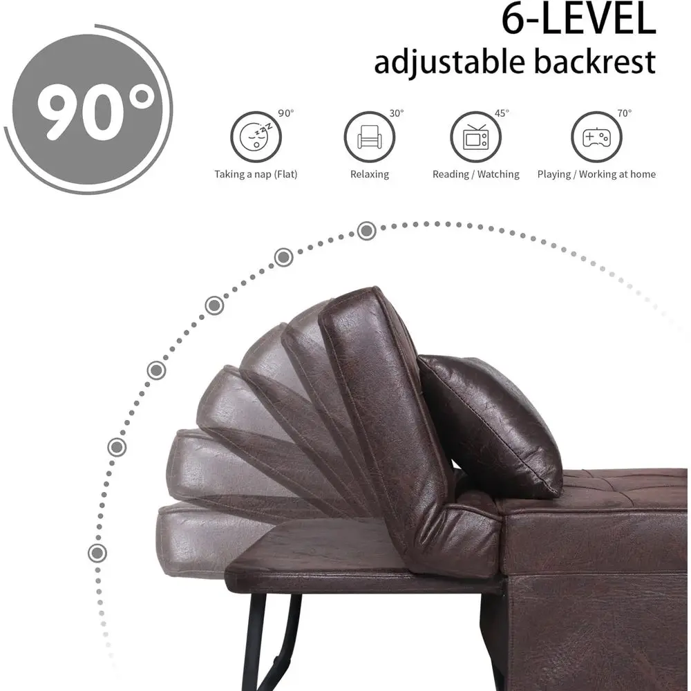 Soa Bed, Set o 4 in 1 Multi-unction olding Ottoman Breathable Linen Couch Bed with Adjustable Backrest ern Convertible Chair or - view 4