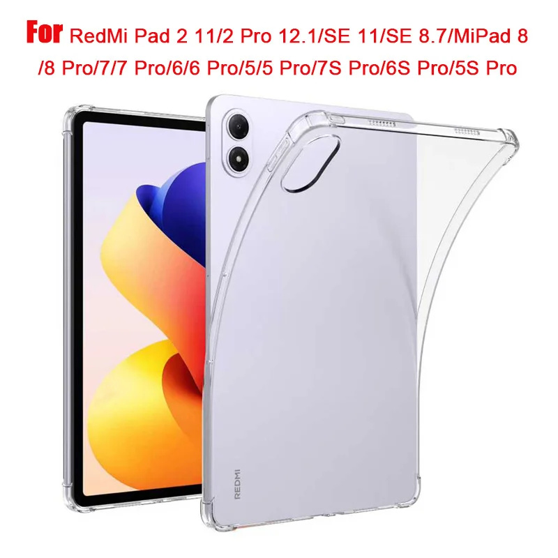 

For Redmi Pad 2 Pro 12.1 SE 11 8.7 inch Case Clear Air-bags TPU Tablet Cover For XiaoMi MiPad 8 7 Pro 11.2“ 6 5 Pro 11” Funda