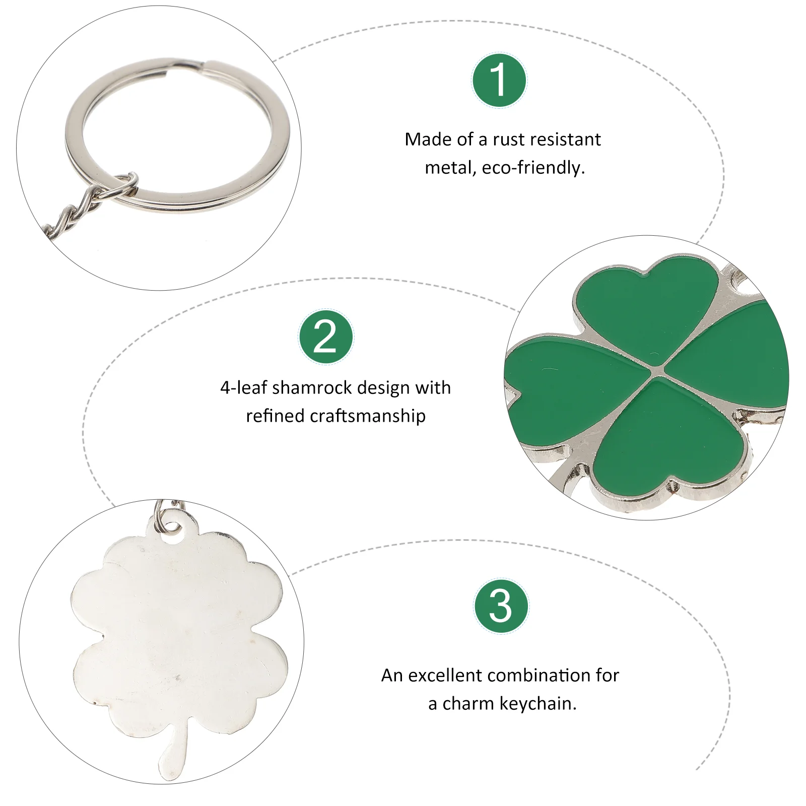 Four Leaf Keychain Shamrock Charms St Patrick Day Bracelets Chains Favor Lucky Patricks Man