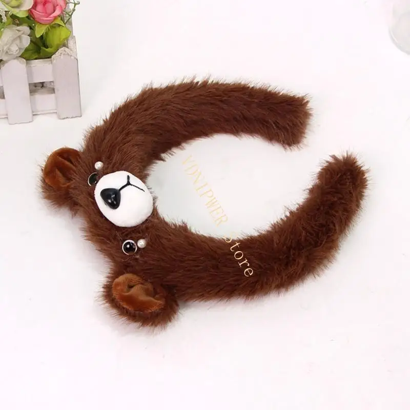 Lovely Plush Bear Ear Hairband Cartoon Hairhoop For Women Teens Face Washing D08E