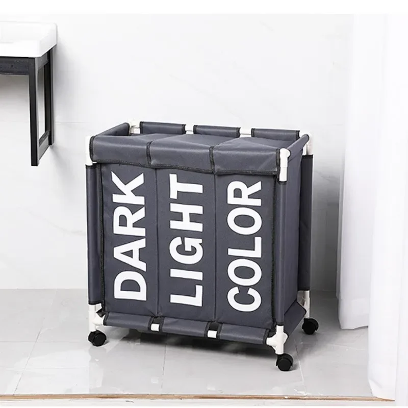 

On Large Storage 3 Clothes Wheels For Organizer Laundry Waterproof Hamper Bags Grid Dirty Rolling Basket Box Bin