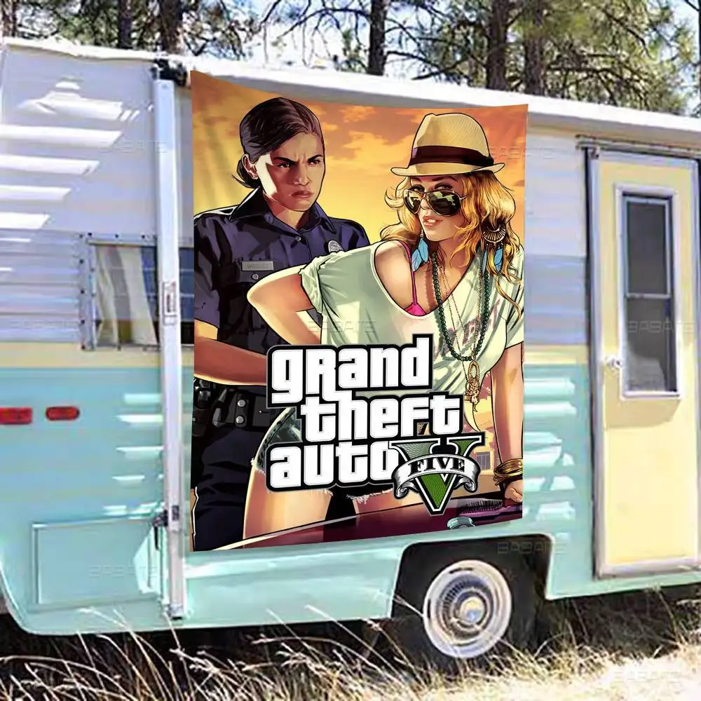 Grand Theft-Auto GTA-V Game Family Gatherings Outdoor Atmosphere Flags Camping Decorations
