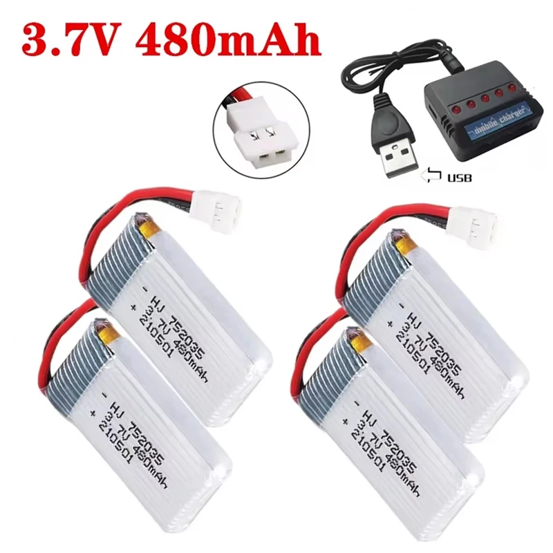 H31 Battery 3.7V 480mAh Lipo Battery+Charger For H107 H31 KY101 E33C E33 RC Drone Spare Parts Rechargeable 3.7V Battery