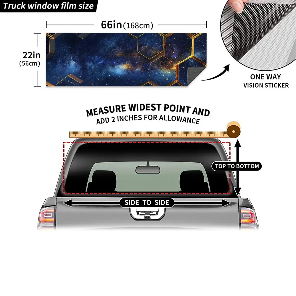 Honeycomb Galaxy Star Print Car Rear Windshield Sticker Truck Window See Through Perforated Back Window Vinyl Decal Decoration