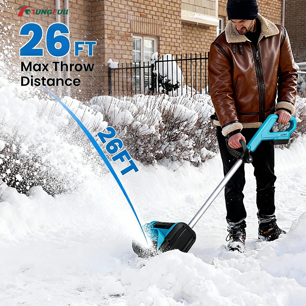 Portable Cordless Lightweight Electric Snow Thrower Telescopic Handle Snow Blower for Outdoor Winter Snow Cleaning Work