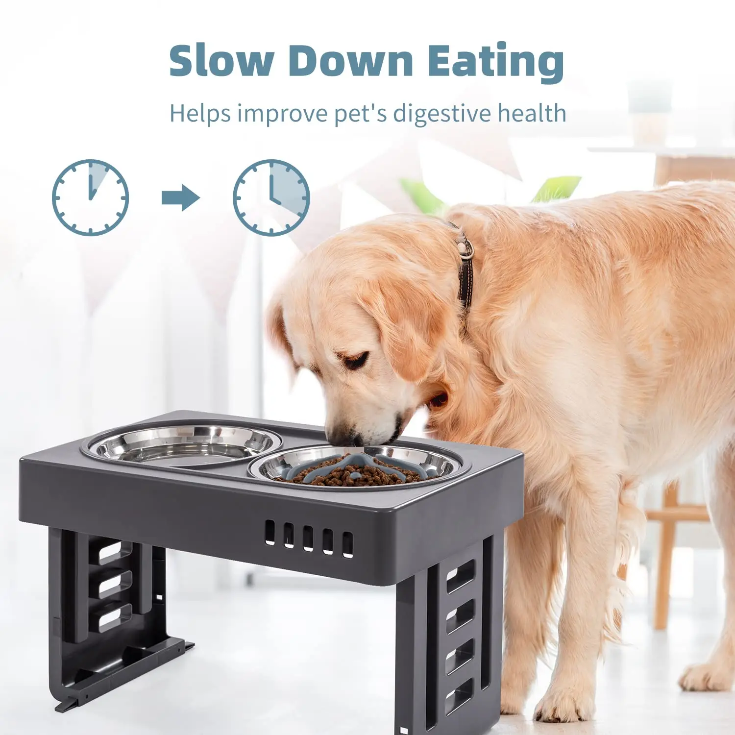 Slow Feeder Dog Bowl Insert Puzzle Design 21 Suction Cups Small Breed Food Bowls 4 inch Grey, Customized