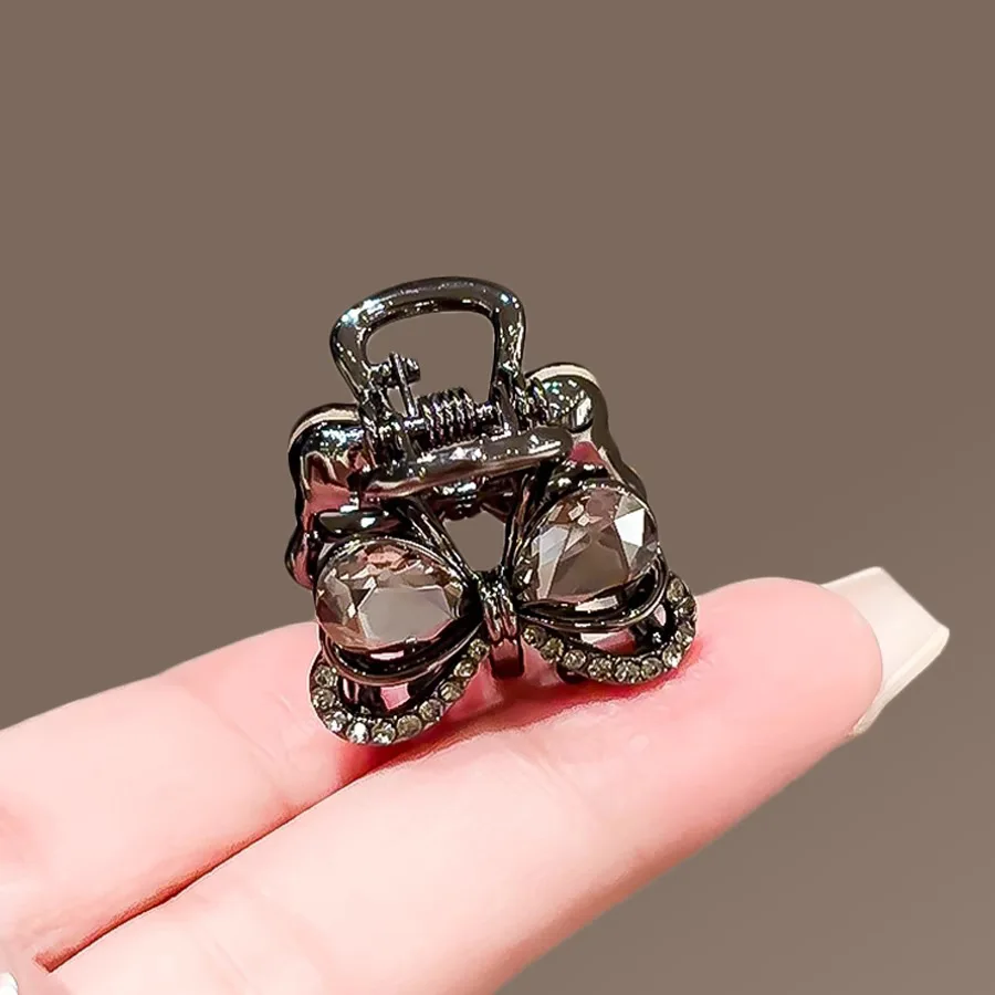 Koreanische Exquisite Kristall Bogen Greif Clip Kleine Gebrochene Haar Pony Clip Seite Stirn Kleine Clip Kopfbedeckung Haarnadel – Detail 2