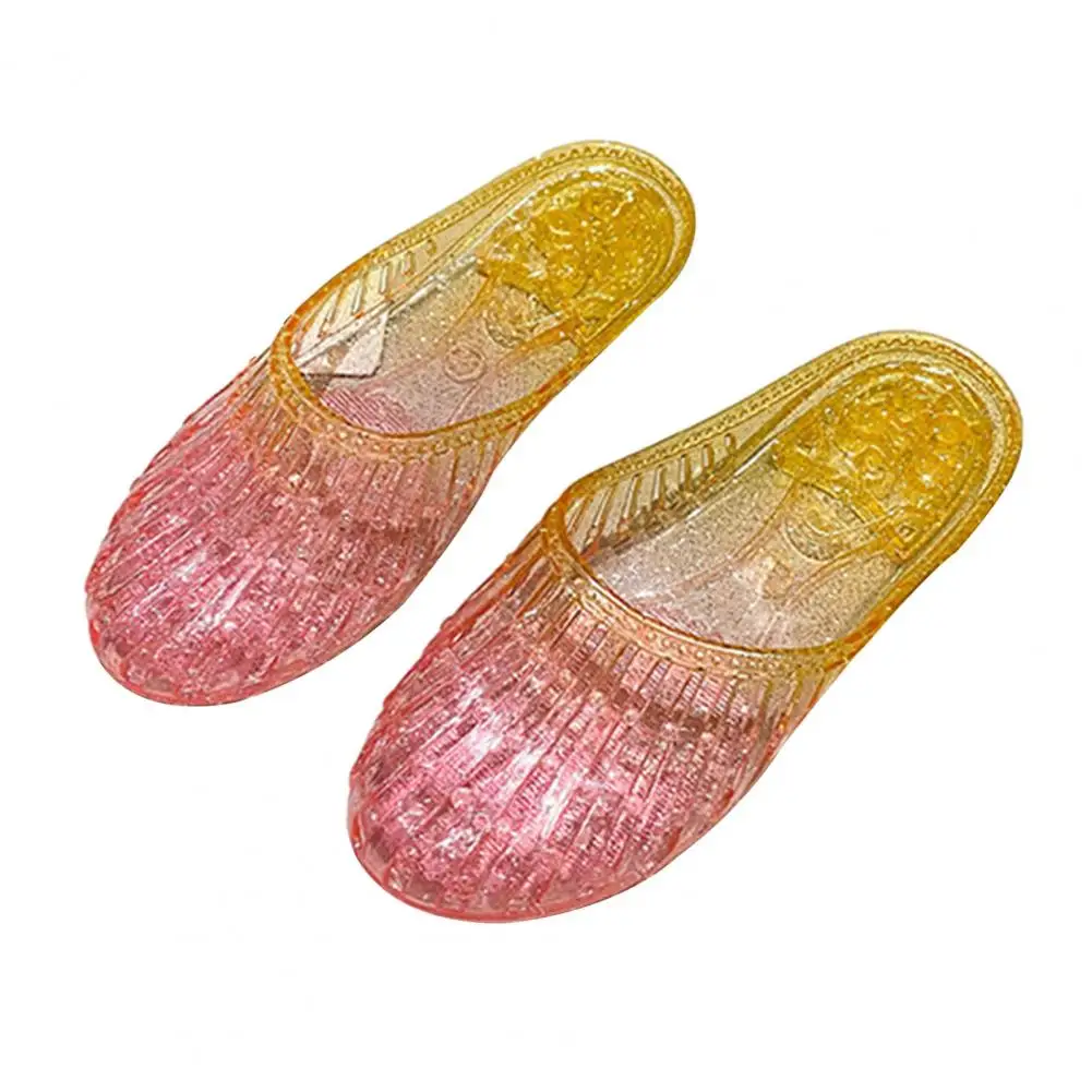 

Летние женские сандалии, прозрачные сабо, нескользящие тапочки на низком каблуке, повседневная обувь без шнуровки с закрытым носком для дома