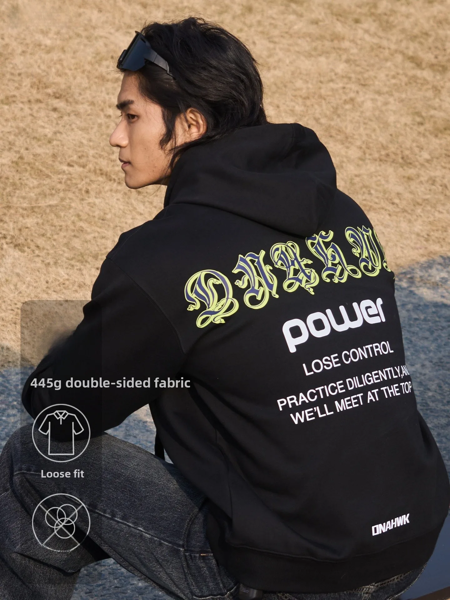 

DNAHWK Мужская повседневная толстовка с капюшоном и принтом, свободная посадка, длинная свеч, дышащая, износостойкая, удобная, хлопковая, полиэтиленовая...