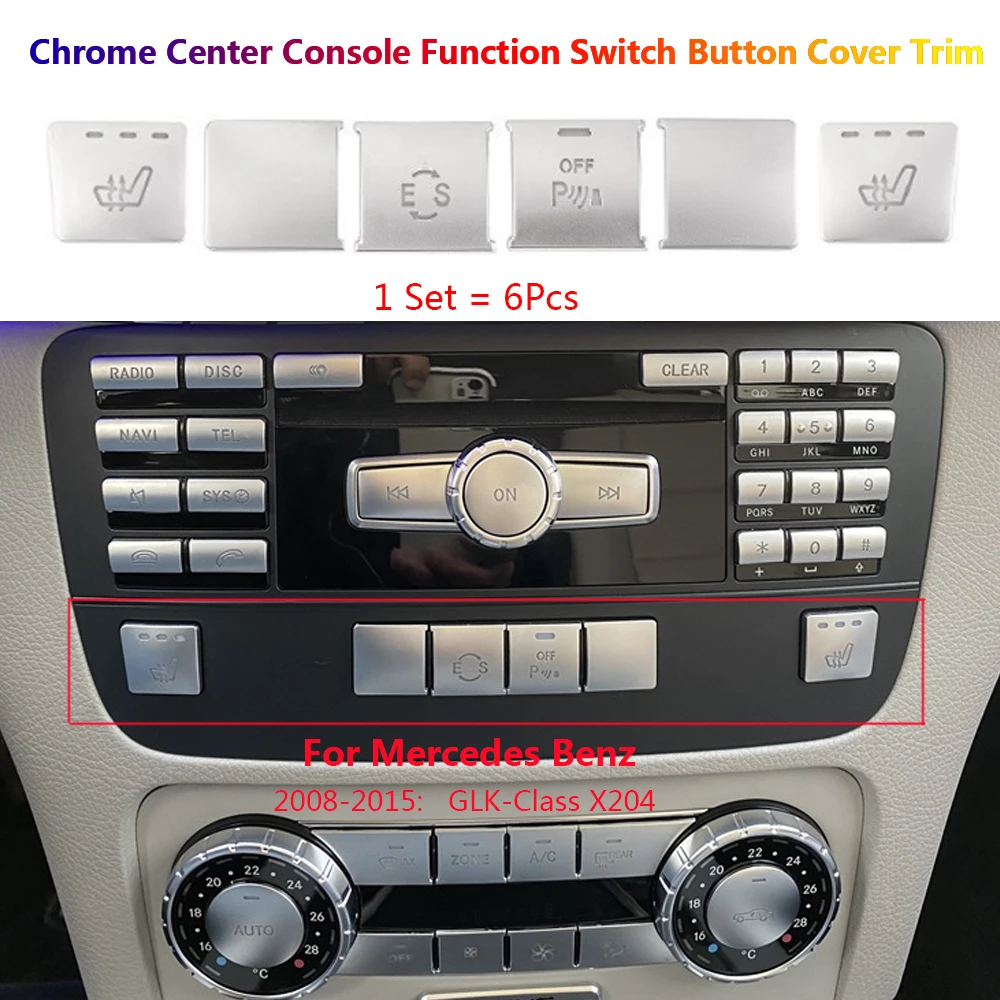 

6x For Mercedes Benz GLK X204 Car Center Console Seat Heater ECO ES Function Switch Button Cover Trim Interior Accessoire Coche