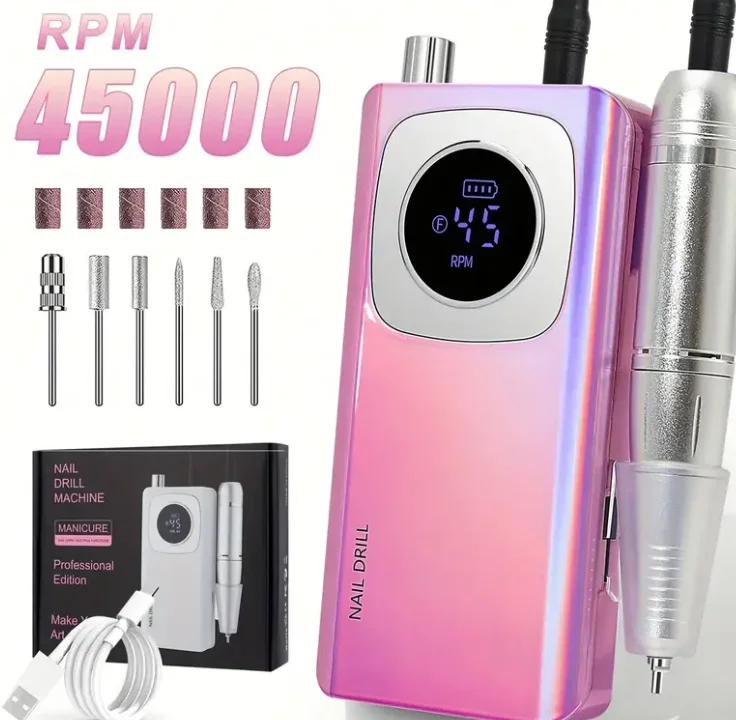 Nagelboormachine - 45000 RPM nagelboor, voor acryl nagelgellak, draagbare elektrische nagelboormachine - voor thuis nagelsalon