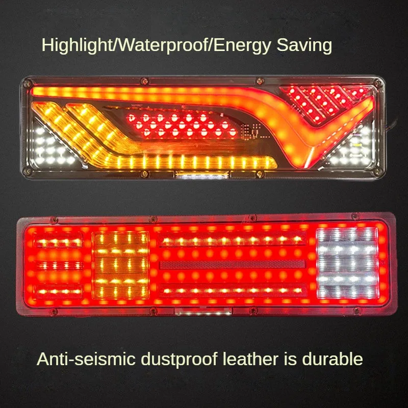 2PCS 24V LED Truck Rear Tail Light Assembly Universal For Semi Trailer Waterproof Flow Turn Signal High Brightness Taillight