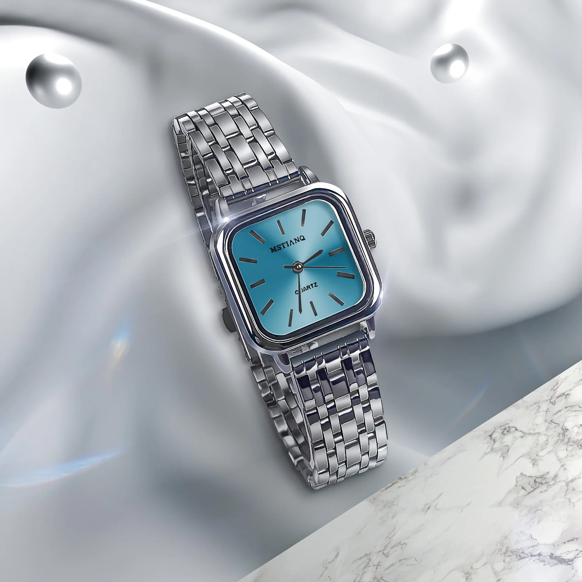 ساعات كوارتز نسائية فاخرة للسيدات ساعات يد نسائية تقويم سوار ساعة عمل من الفولاذ المقاوم للصدأ