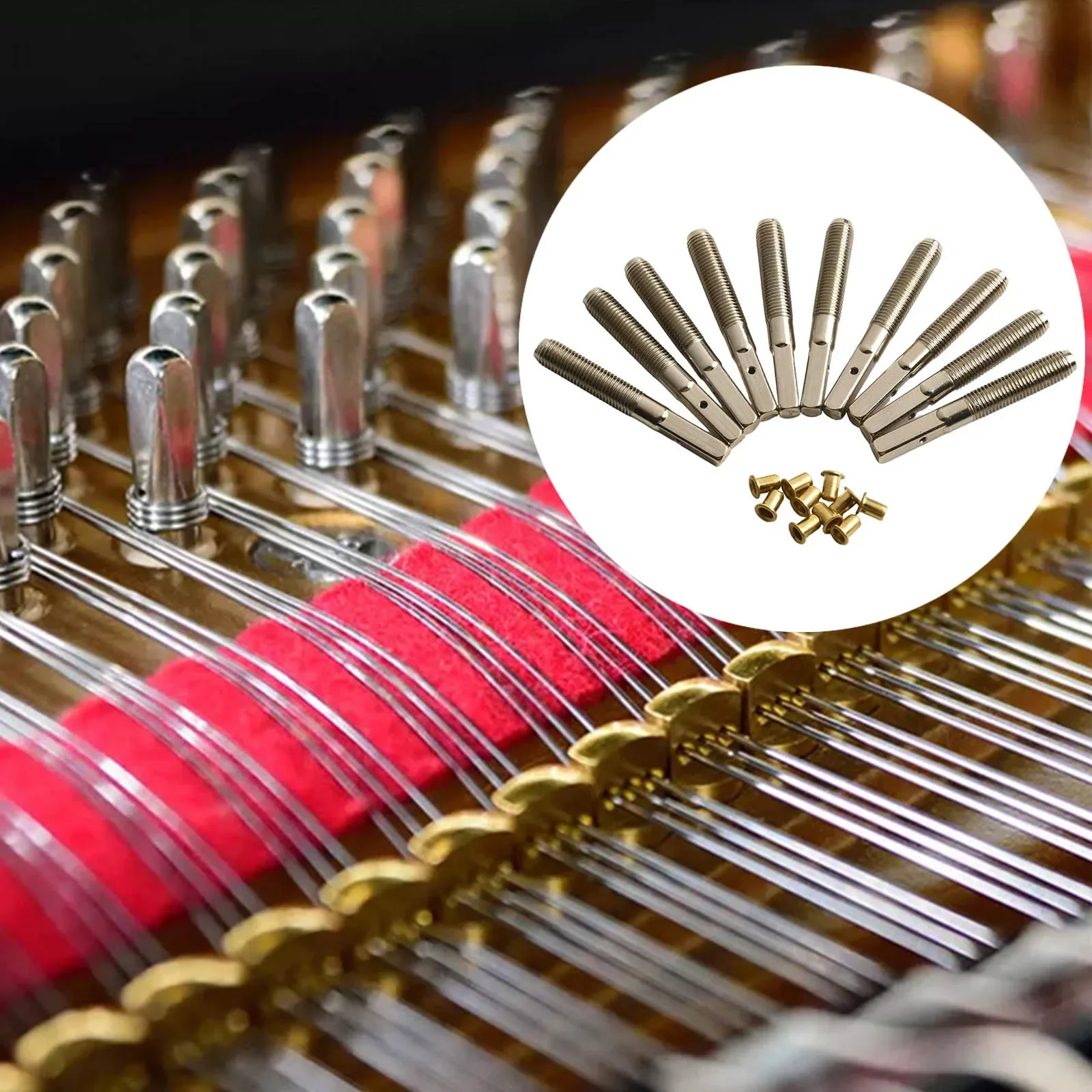 Precision Lyre String Install Set 10 Fixed Nails & Tuning Tool Wood & Metal 4.10\