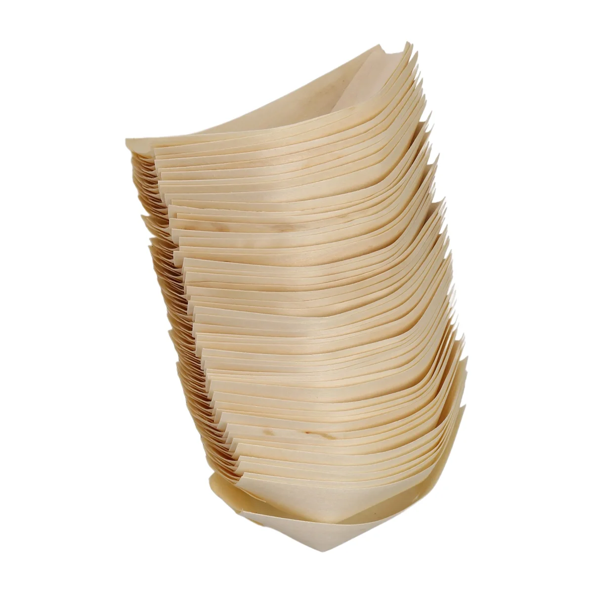 ABNP 50x finger food - bowls, "boat" biodegradable wood 11 cm x 6.5 cm
