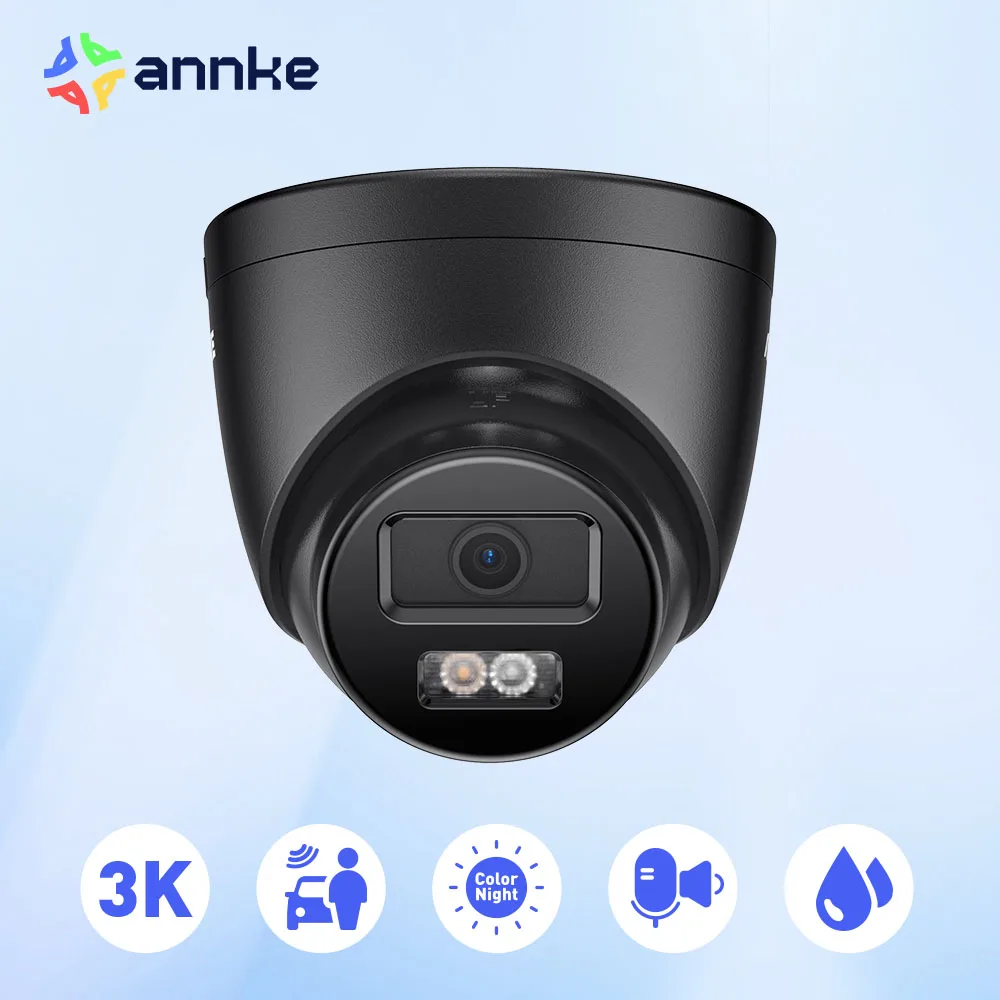 ANNKE 3K IR Network Camera Built-in mic Double Light Security Cameras H.265+ 5MP Support PoE DC12V IP Camera Indoor Outdoor 1PC