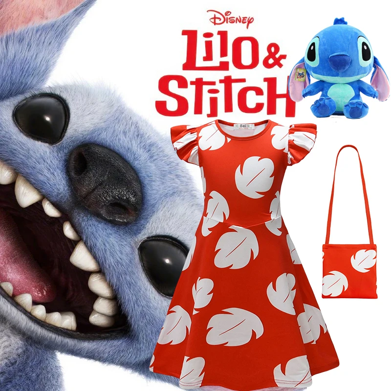 

Disney Lilo&Stitch Costume Girls Cosplay Hawaii Summer Dress Red Frock Halloween 2025 Lilo Vestido Party Beach Casual Robes 12Y