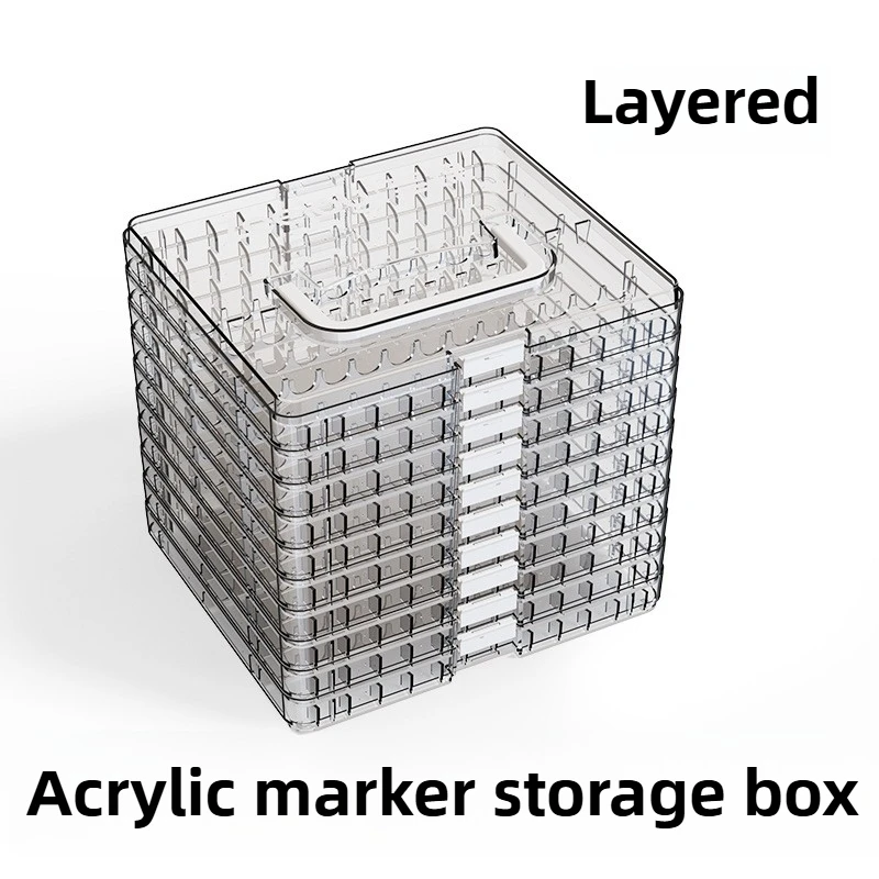 ZEEJOY For Direct Liquid Acrylic Marker Storage Case Large Capacity Acrylic Pencil Cases School Supplies Stationery Art Supplies