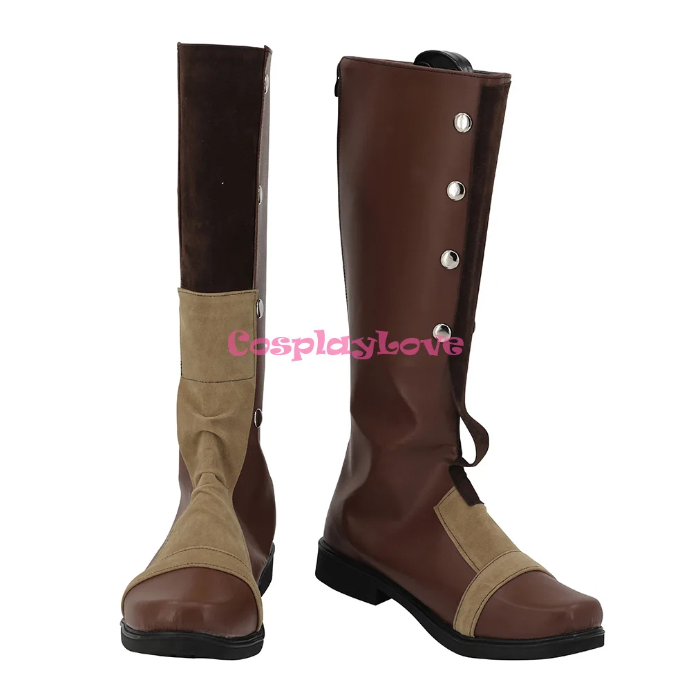 CosplayLove LOL Jogo Silco ‌   Arcano Brown Coslay Sapatos Botas Longas de Couro Feito Sob Encomenda para Halloween Natal