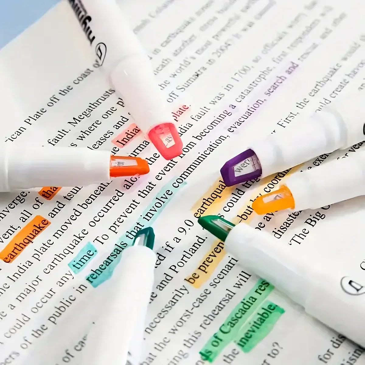 6-Pack Clear View Highlighter Pens - Soft Light Colors, Visible Tip for Precise Marking, Ideal for Students, School, and Office