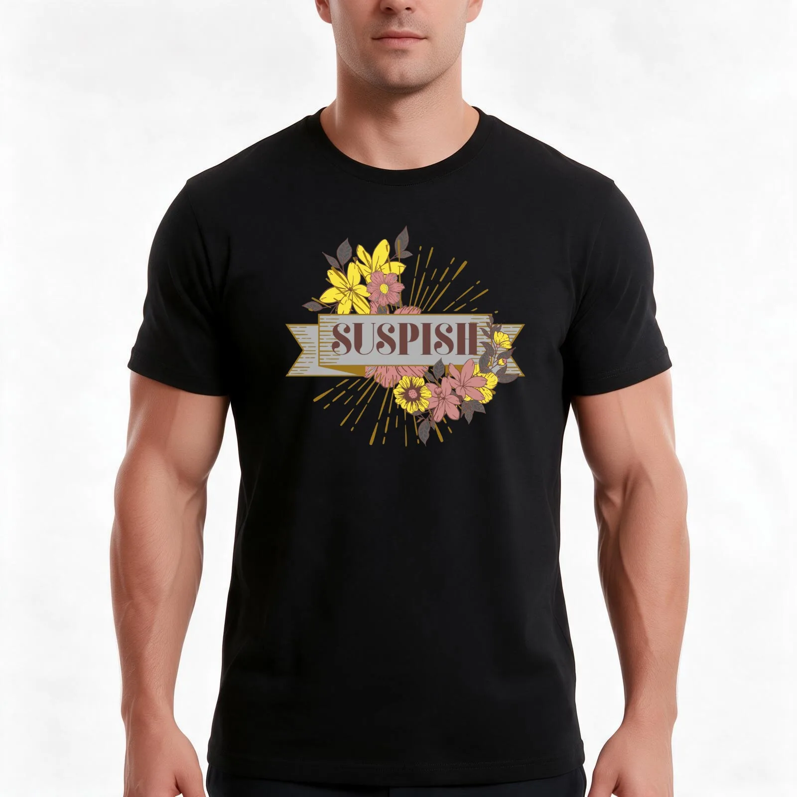 Suspish Vintage Flower Drawing- Bailey Sarian/ Suspish T-Shirt, Summer Casual Cotton Tee, Oversized Streetwear Tops, 100% Cotton