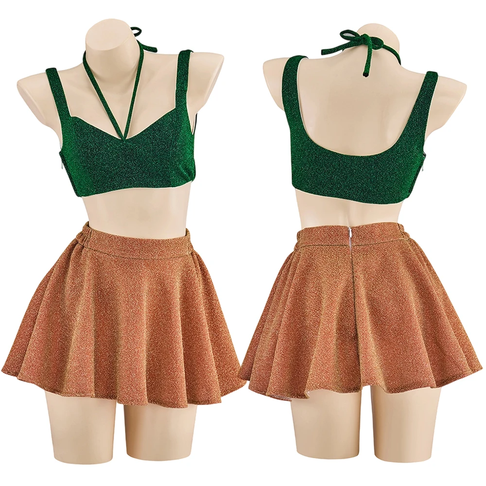 

Taylorr Cosplay Costume Sexy Women Glitter Crop Top Skirts Dancing Suit Halloween Carnival Party Stage Show Cheerleader Outfits