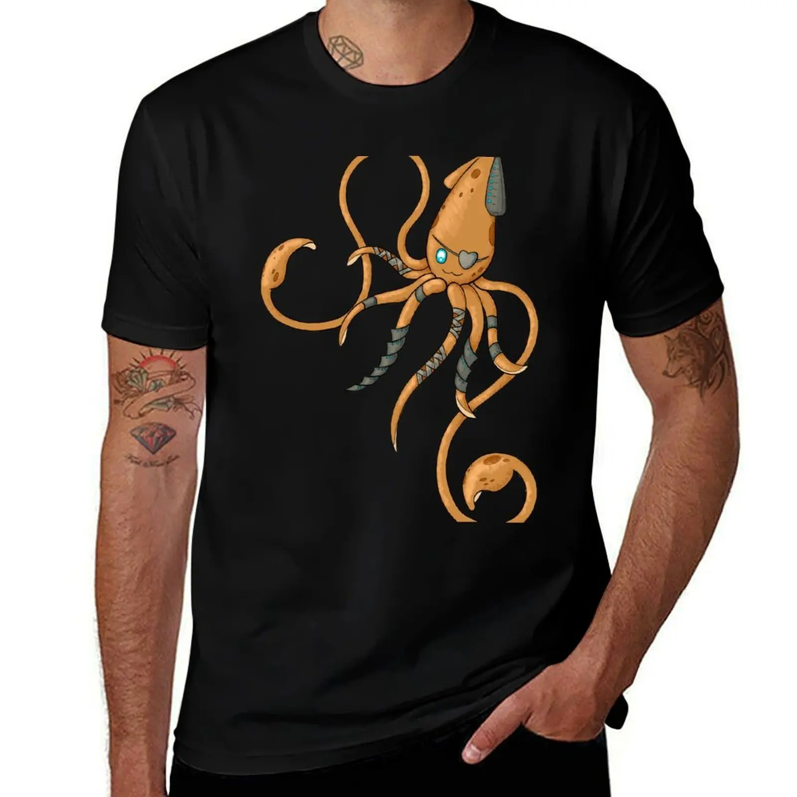 

Steampunk Pirate Squid T-Shirt Large Size Loose Casual Tee
