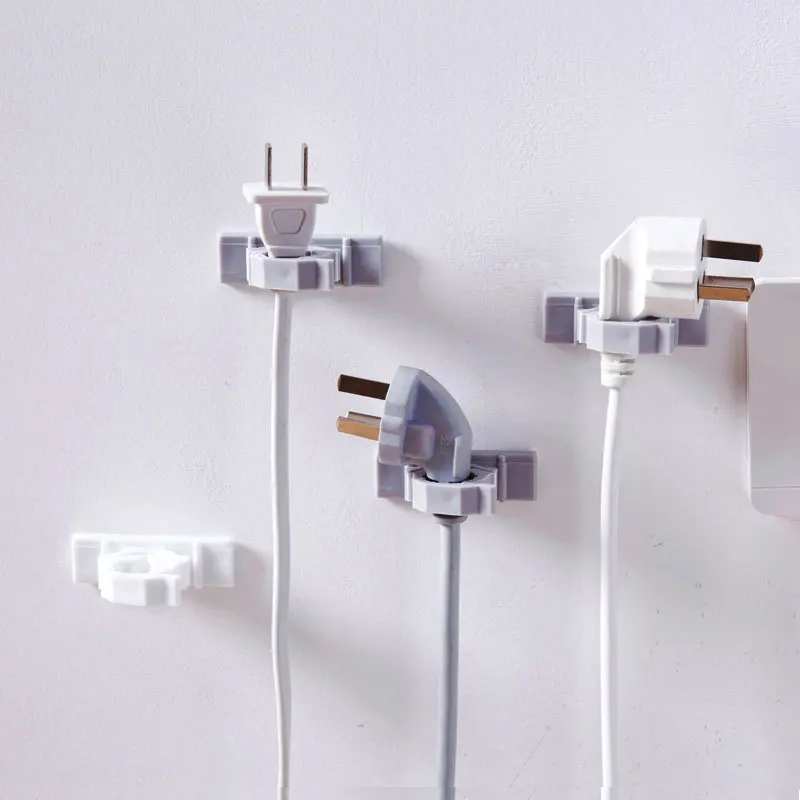 

4/20PCS Self-Adhesive Cable Organizer Clip - Sticky Cord Holder for Desk, Fits 2-Prong & 3-Prong Plugs, Smooth ABS No Scratch