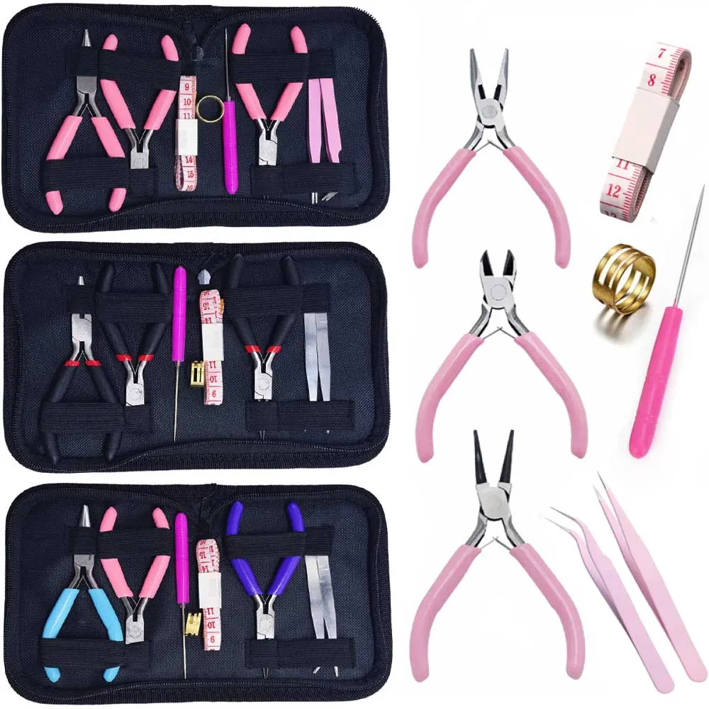 1 Pack Jewelry Making Supplies Kits with Jewelry Pliers Jump Rings Opener Awl Thread Scissors Helping Hands for Jewelry Repair