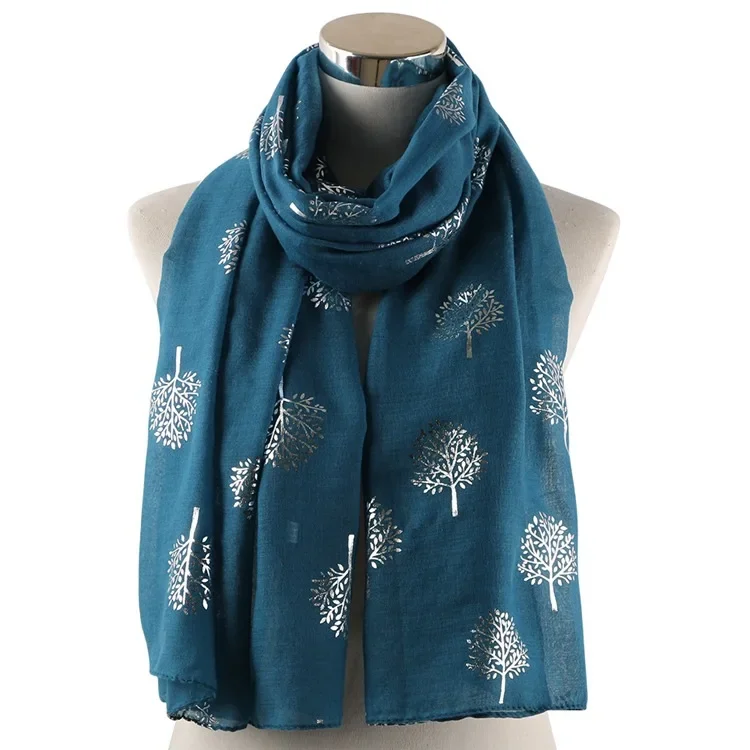 Fashion Lady Scarf Cinnamomun Camphcra Iron Silver Printing Cotton Scarves Neckerchief Neckpiece Woman Wraps Accessory