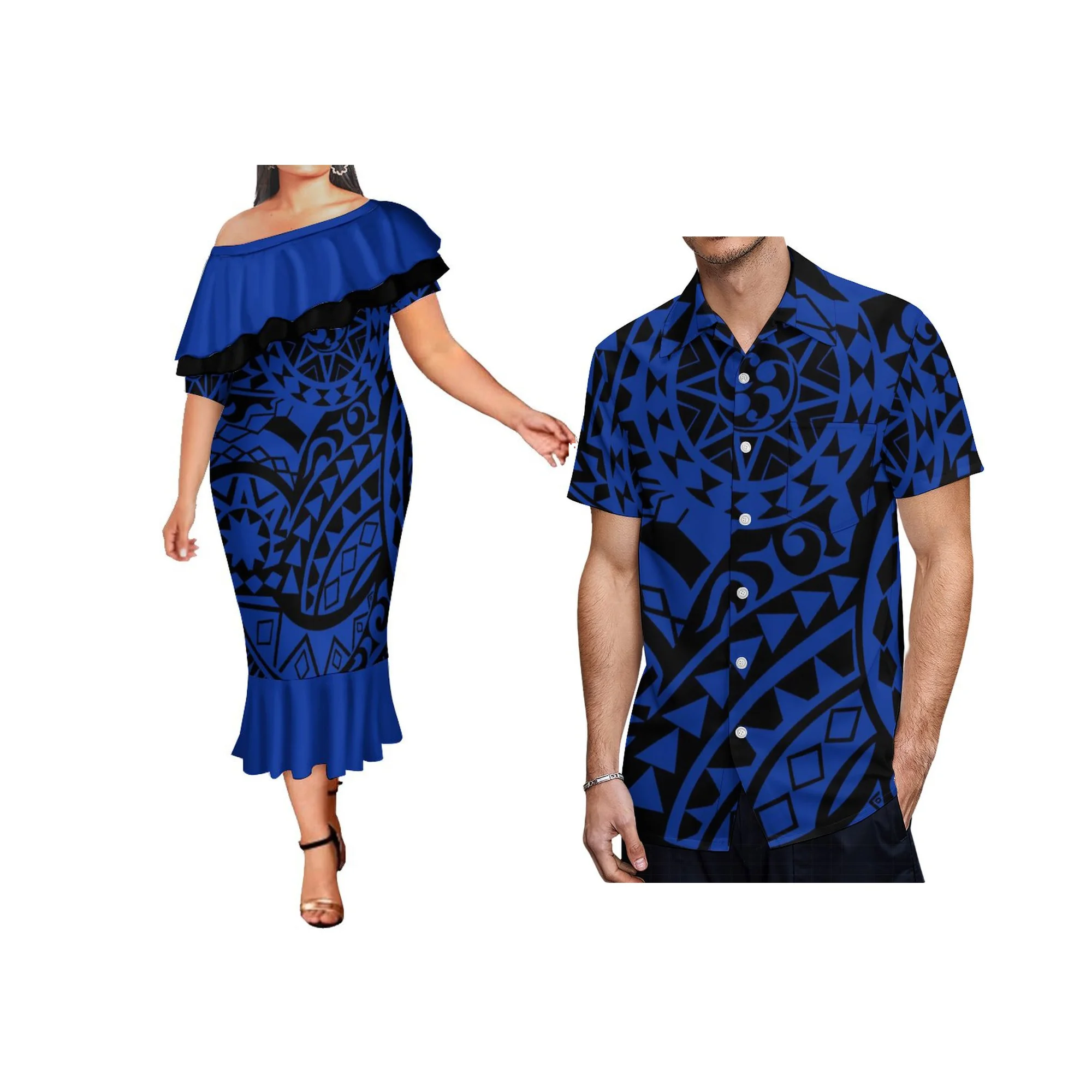 Personalizado Vestido De Sereia Tribal Polinésia, vestidos De Dama De Meia Ombro, melhor Venda, preço De Fábrica, babado