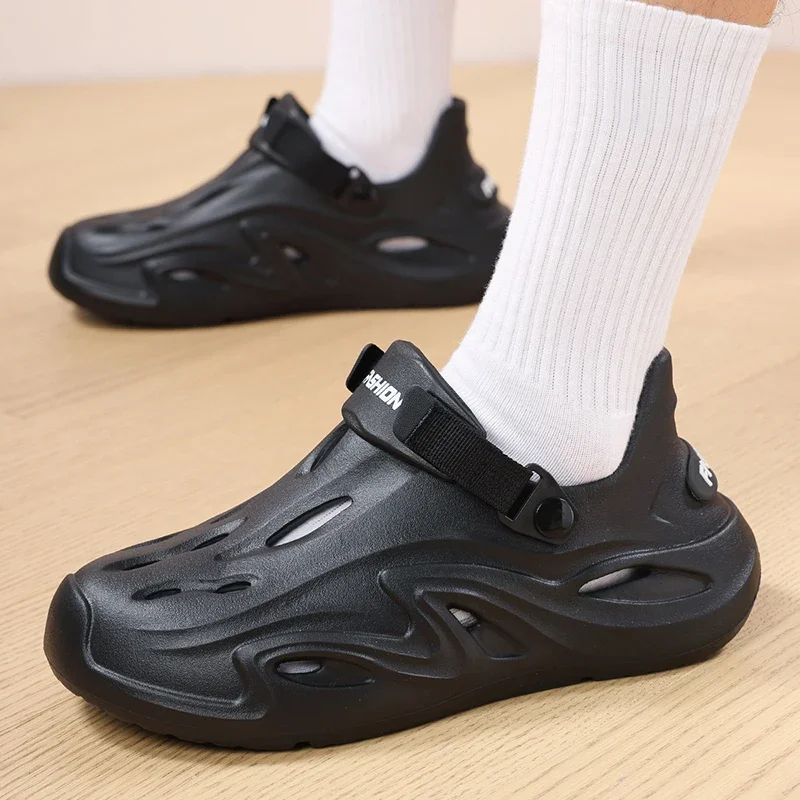 ملابس خارجية صيفية للرجال، نعل سميك، غير قابل للانزلاق، صنادل شاطئ مقاومة للاهتراء للرجال