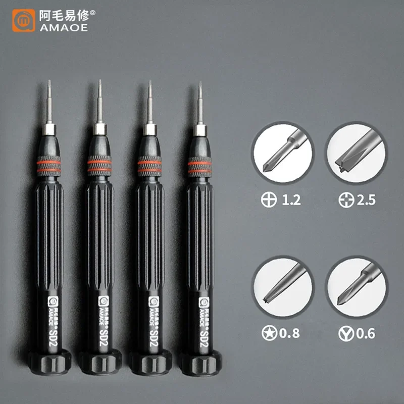 AMAOE SD2 Precision Magnetic Screwdriver S2 Steel Bits Screw Driver for iPhone Android Tablet Mobile Phone Opening Repair Tools