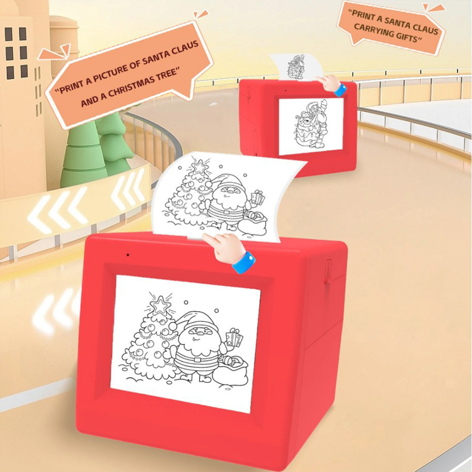 

Inkless Portable Sticker Box with Display Mini Sticker Printer Multifunctional for Home Office Study Notes DIY Projects